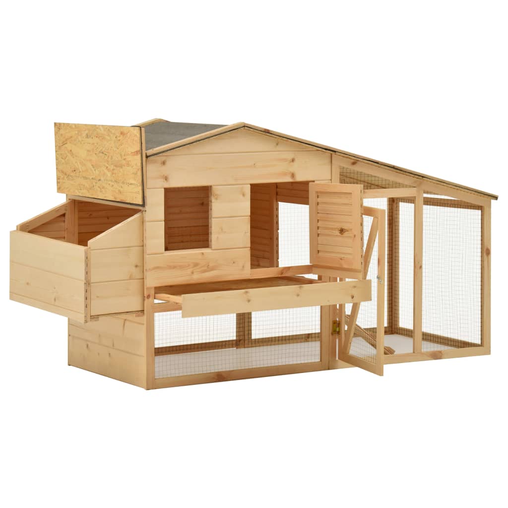 NNEVL Chicken Cage Solid Pine Wood 178x67x92 cm