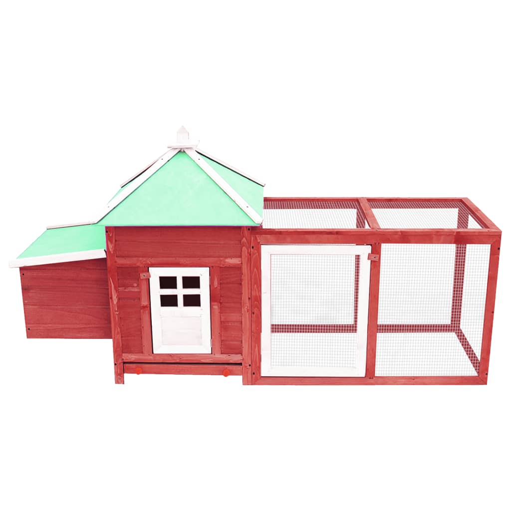 NNEVL Chicken Coop with Nest Box Red 190x72x102 cm Solid Firwood