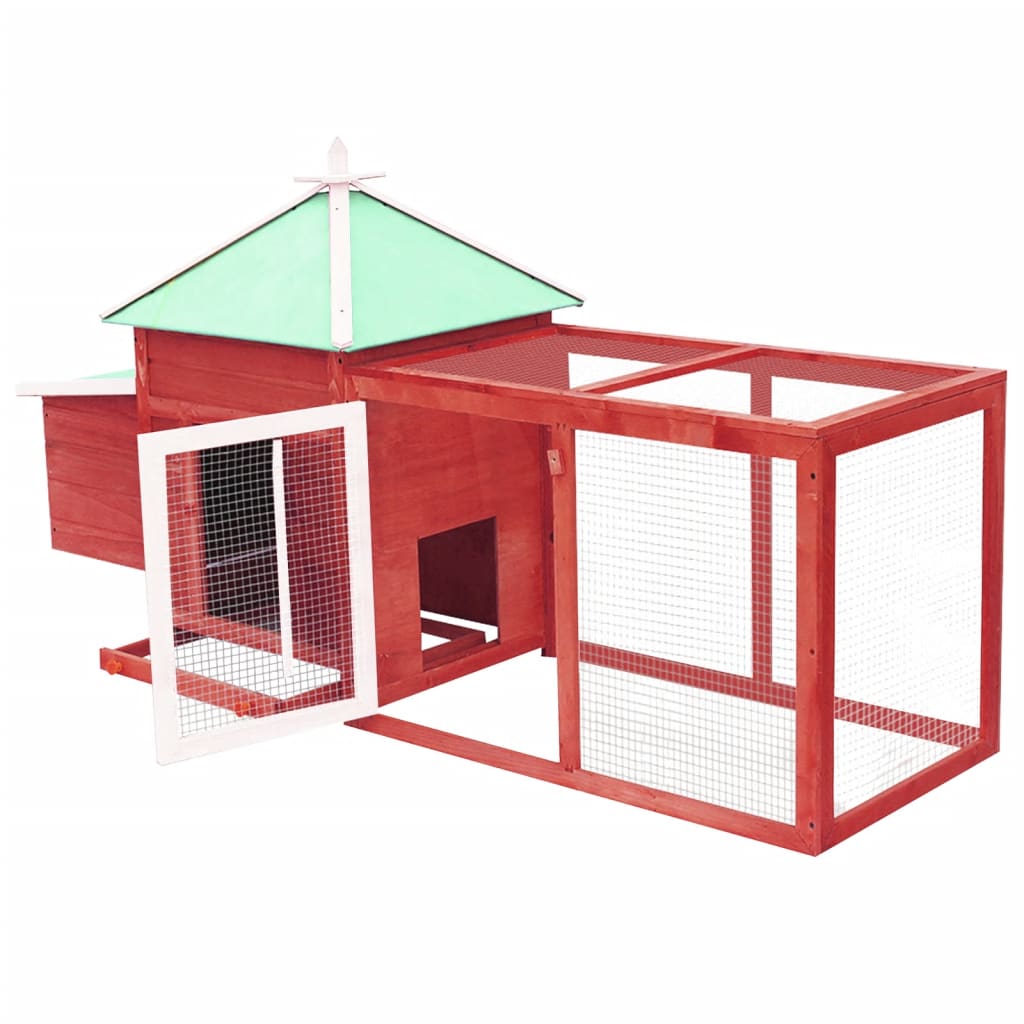 NNEVL Chicken Coop with Nest Box Red 190x72x102 cm Solid Firwood