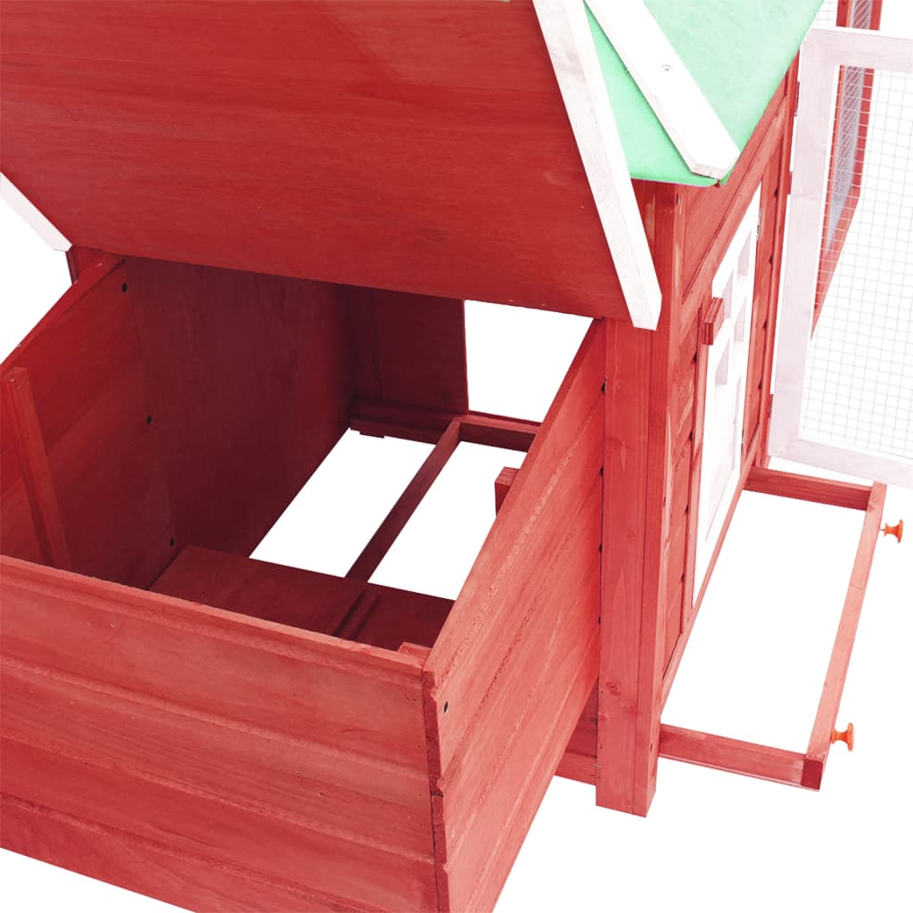 NNEVL Chicken Coop with Nest Box Red 190x72x102 cm Solid Firwood