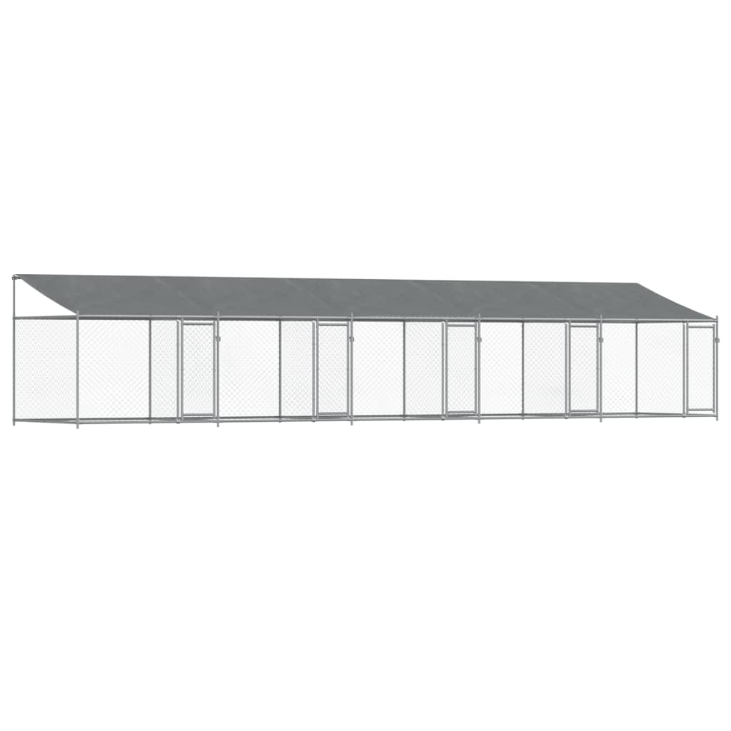NNEVL Dog Cage with Roof and Doors Grey 10x2x2 m Galvanised Steel