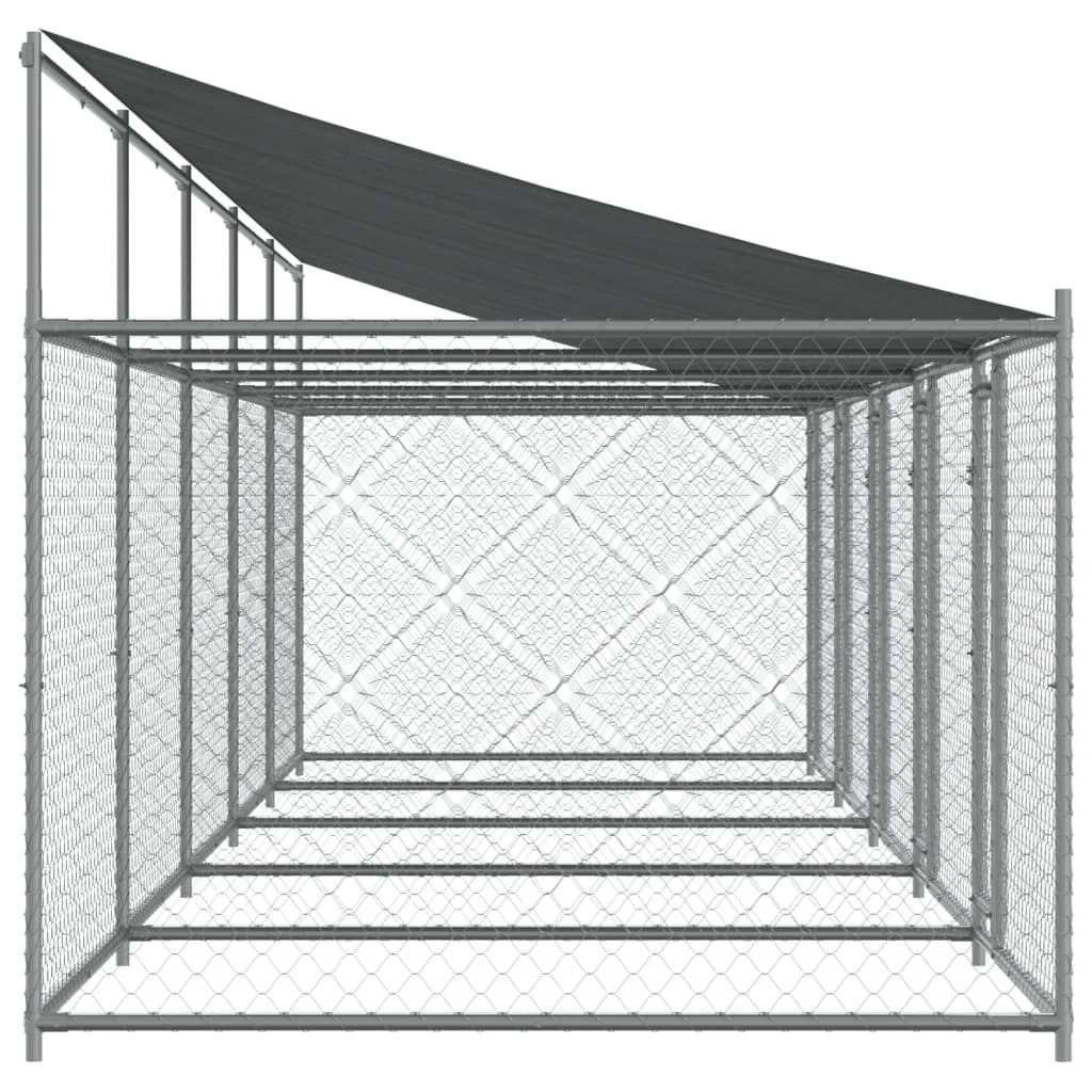NNEVL Dog Cage with Roof and Doors Grey 10x2x2 m Galvanised Steel