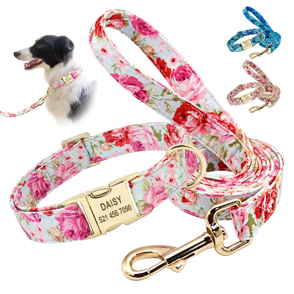 Personalisiertes bedrucktes Hundehalsband-Leinen-Set